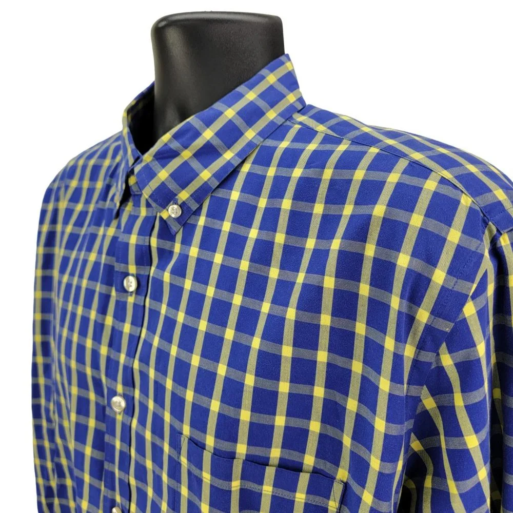 J.Crew Men’s Shirt XL Long Sleeve Blue Yellow Check‎ Button Down Woven 34637